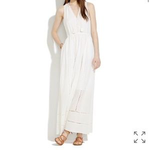 Madewell white linen piazza maxi dress. sz 0